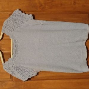 College Point woman's size 1X capped sleeve cotton knitted lilac top